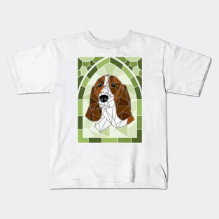 Stained Glass Basset Hound Kids T-Shirt